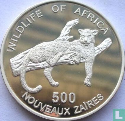 Zaire 500 nouveaux zaïres 1996 (PROOF) "Wildlife of Africa - Leopard" - Image 2