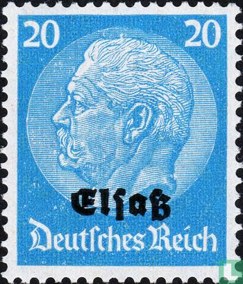 Paul von Hindenburg, met opdruk "Elsaß"