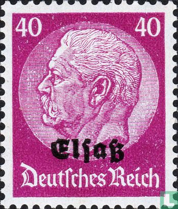 Paul von Hindenburg, with overprint "Elsaß"