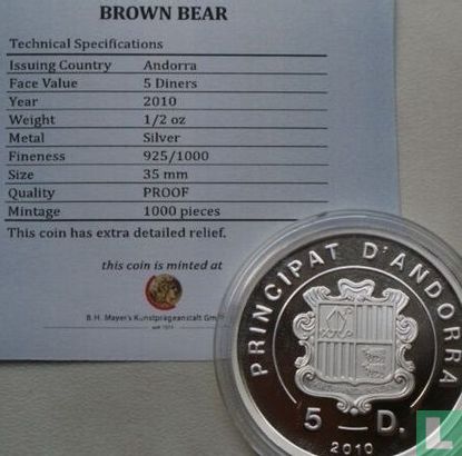 Andorra 5 diners 2010 (PROOF) "Brown bear" - Afbeelding 3