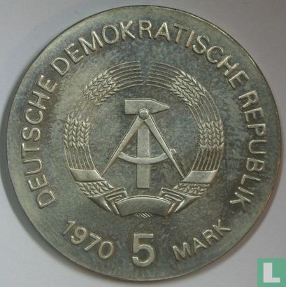 DDR 5 mark 1970 "125th anniversary Birth of Wilhelm Conrad Röntgen" - Afbeelding 1
