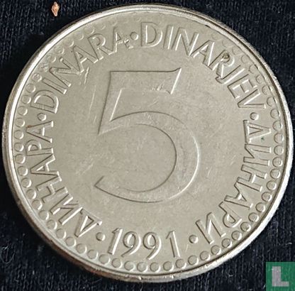 Joegoslavië 5 dinara 1991 - Afbeelding 1