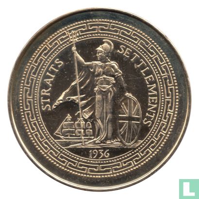 Straits Settlements Crown (D) 1936 (Gilt Copper - PROOF) "Edward VIII Fantasy Coronation Medallion" - Afbeelding 2