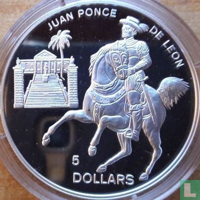 Bahama's 5 dollars 1994 (PROOF) "Juan Ponce de León" - Afbeelding 2