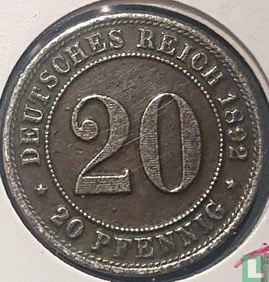 Duitse Rijk 20 pfennig 1892 (E) - Afbeelding 1