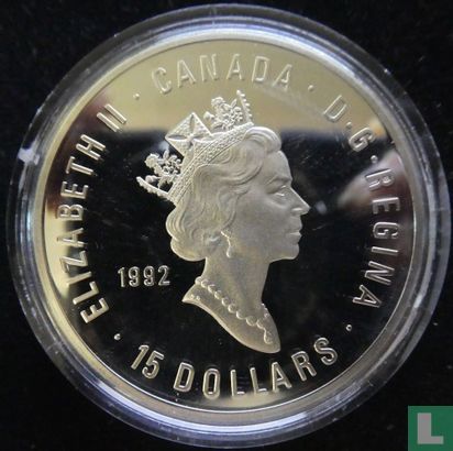 Canada 15 dollars 1992 (PROOF) "Centenary of the modern Olympic Games - Citius altius fortius" - Image 2