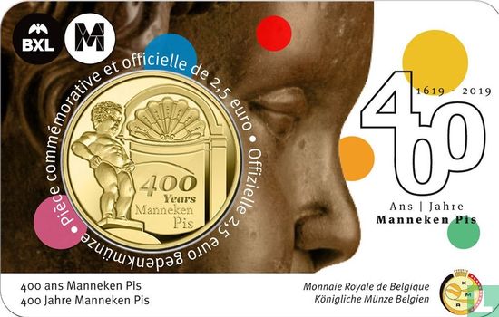 Belgique 2½ euro 2019 (coincard - FRA) "400 years Manneken Pis" - Image 1