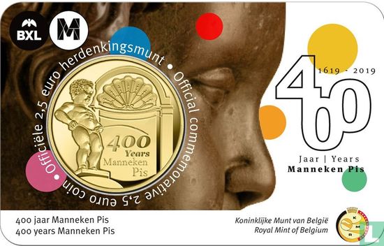 Belgium 2½ euro 2019 (coincard - NLD) "400 years Manneken Pis" - Image 1