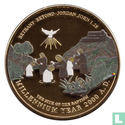 Jordan 5 dinars 2000 (AH1420 - coloured) "Millennium and baptism of Jesus" - Image 2