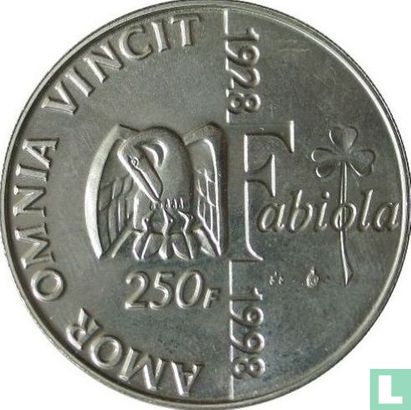 België 250 francs 1998 "5th anniversary Death of King Baudouin - 70th birthday of Queen Fabiola" - Afbeelding 1