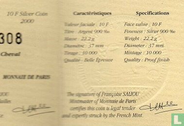 Frankrijk 10 francs 2000 (PROOF) "Franc à cheval of John II the Good" - Afbeelding 3