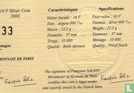 Frankrijk 10 francs 2000 (PROOF) "Denier of Charlemagne" - Afbeelding 3