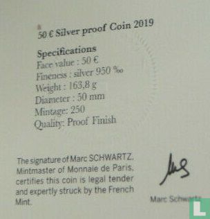 France 50 euro 2019 (PROOF - silver) "50 years First steps on the moon" - Image 3