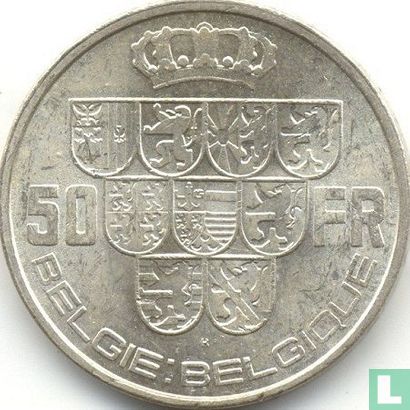Belgien 50 Franc 1940 (NLD/FRA - mit Kreuz auf Krone - mit Dreieck) - Bild 2