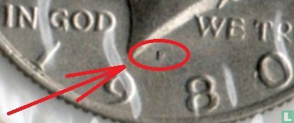 Verenigde Staten ½ dollar 1980 (P) - Afbeelding 3