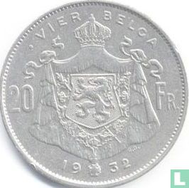 Belgium 20 francs 1932 (NLD) - Image 1