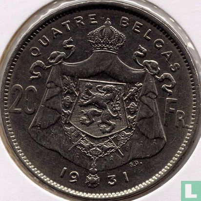België 20 francs 1931 (FRA) - Afbeelding 1