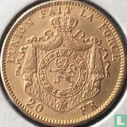 Belgique 20 francs 1871 (barbe plus longue) - Image 2