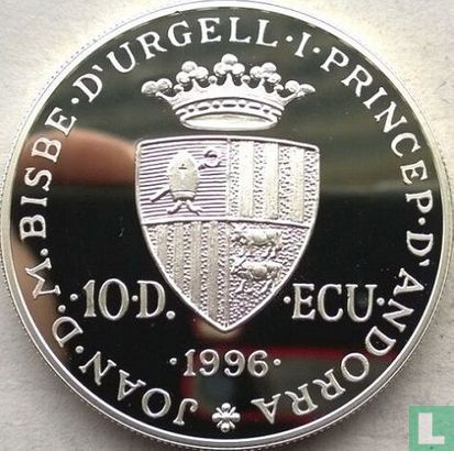 Andorra 10 diners 1996 (PROOF) "Pope crowning Charlemagne" - Image 1