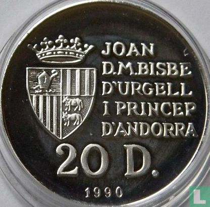 Andorra 20 diners 1990 (PROOF) "1992 Summer Olympics in Barcelona" - Image 1