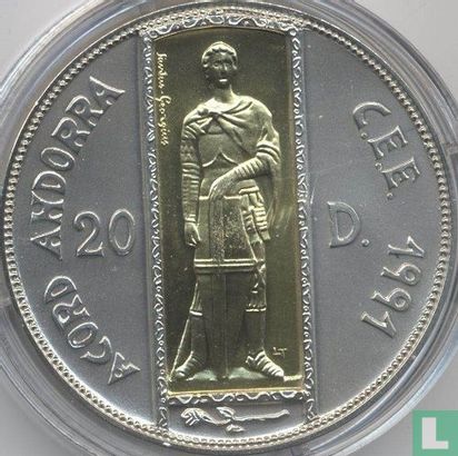 Andorra 20 diners 1993 "European Customs Union - St. George" - Image 2