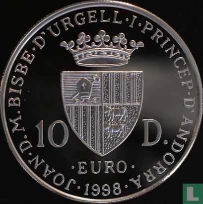 Andorra 10 diners 1998 (PROOF) "Europa driving a chariot" - Image 1