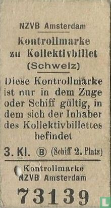 Kontrollmarke zu Kollektivbillet 3. Kl. Schweiz