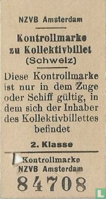 Kontrollmarke zu Kollektivbillet 2. Kl. Schweiz 