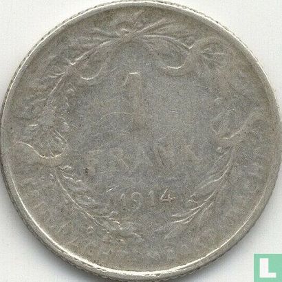 Belgium 1 franc 1914 (NLD - medal alignment) - Image 1