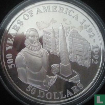Cookeilanden 50 dollars 1992 (PROOF) "500 Years of America - Pedro de Mendoza" - Afbeelding 2