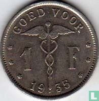 Belgique 1 franc 1935 - Image 1