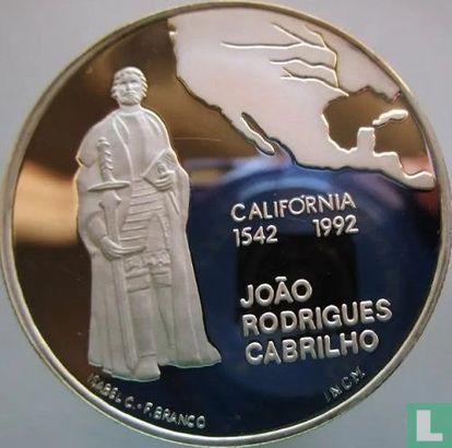 Portugal 200 escudos 1992 (PROOF - silver) "450th anniversary Discovery of California" - Image 1