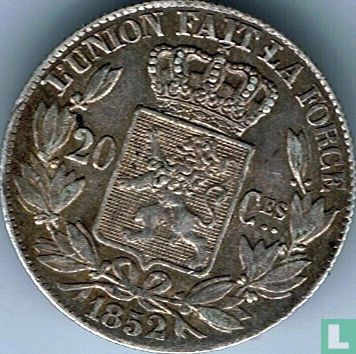 Belgium 20 centimes 1852 (L. W.) - Image 1