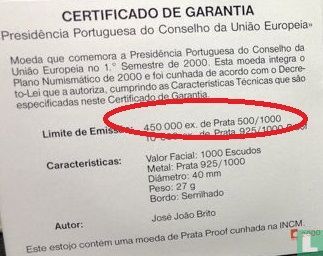 Portugal 1000 Escudo 2000 "Portuguese Presidency of the European Union Council" - Bild 3