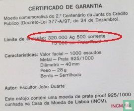 Portugal 1000 escudos 1997 "Bicentenary of Public Credit" - Image 3