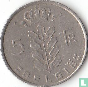 Belgium 5 francs 1974 (NLD - coin alignment - with RAU) - Image 2