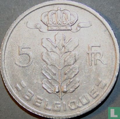 Belgique 5 francs 1973 (FRA) - Image 2