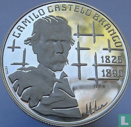 Portugal 100 escudos 1990 (zilver) "100th anniversary Death of Camilo Castelo Branco" - Afbeelding 2