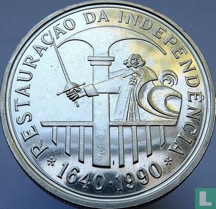 Portugal 100 escudos 1990 (zilver) "350 years Restoration of Portuguese independence" - Afbeelding 1