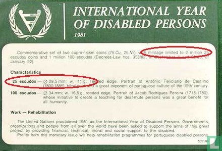 Portugal 25 Escudo 1984 "International year of Disabled Persons 1981" - Bild 3
