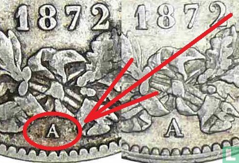 France 1 franc 1872 (small A) - Image 3