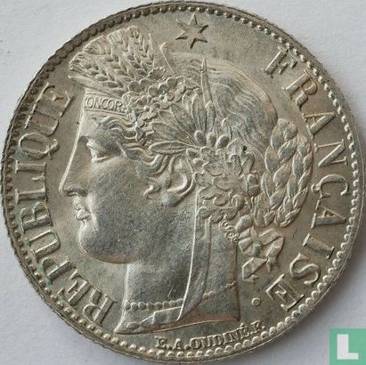 Frankrijk 1 franc 1871 (grote K) - Afbeelding 2