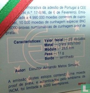 Portugal 25 escudos 1986 (PROOF) "Portuguese admission to European Economic Community" - Image 3