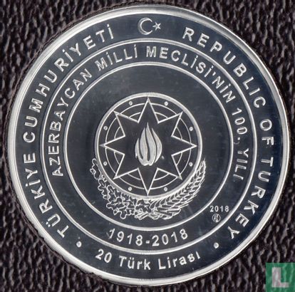 Turkey 20 türk lirasi 2018 (PROOF) "100th Anniversary of the People's Republic of Azerbaijan nr.2" - Image 1