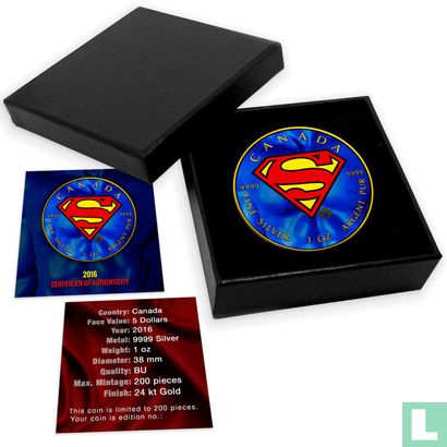 Canada 5 dollars 2016 (coloured on both sides) "Superman" - Image 3