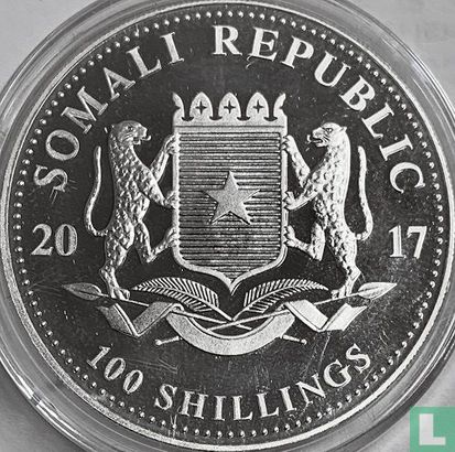 Somalia 100 shillings 2017 (silver - colourless) "Elephant" - Image 1