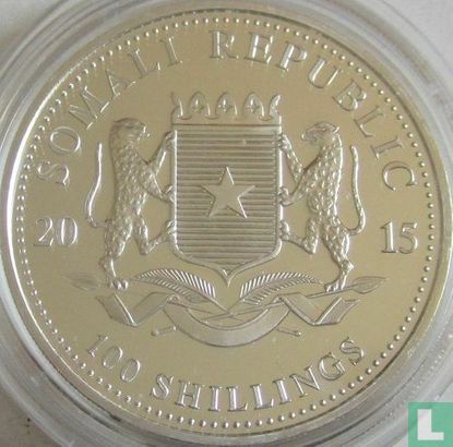 Somalia 100 shillings 2015 (silver - colourless) "Elephant" - Image 1
