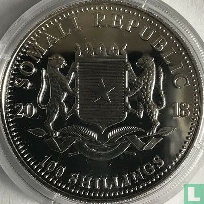 Somalië 100 shillings 2018 (kleurloos) "Leopard" - Afbeelding 1