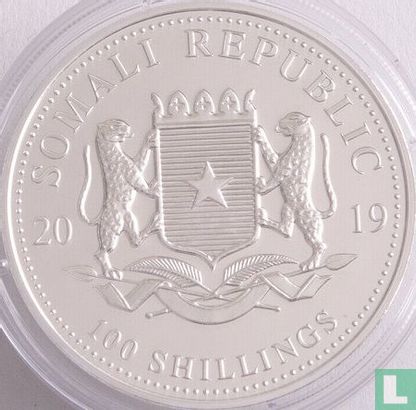 Somalië 100 shillings 2019 (kleurloos) "Leopard" - Afbeelding 1