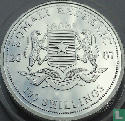 Somalië 100 shillings 2007 (gedeeltelijk verguld) "Elephant" - Afbeelding 1
